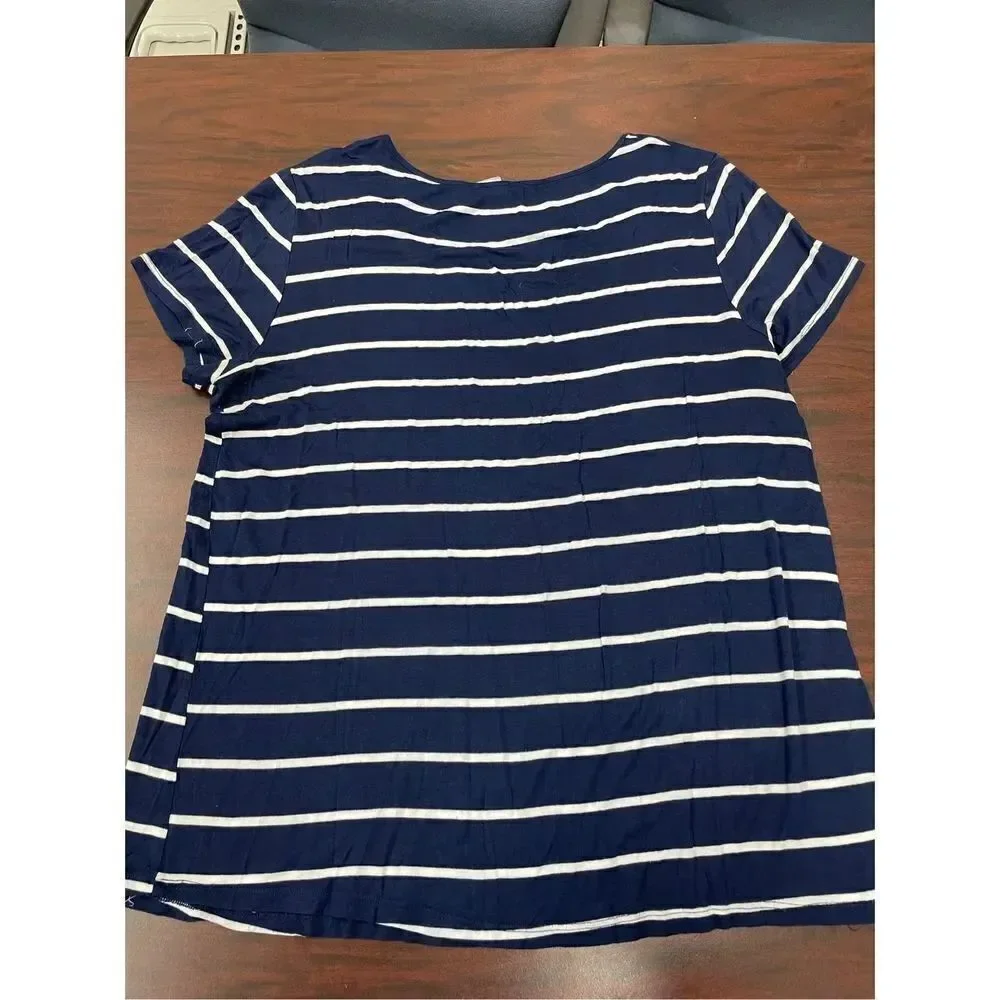 Ultra Teeze Navy Stripe Short Sleeve Tee with Pearls Size 2X